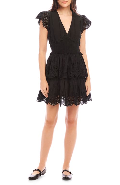 Fifteen Twenty Isla Eyelet Embroidered Minidress In Black