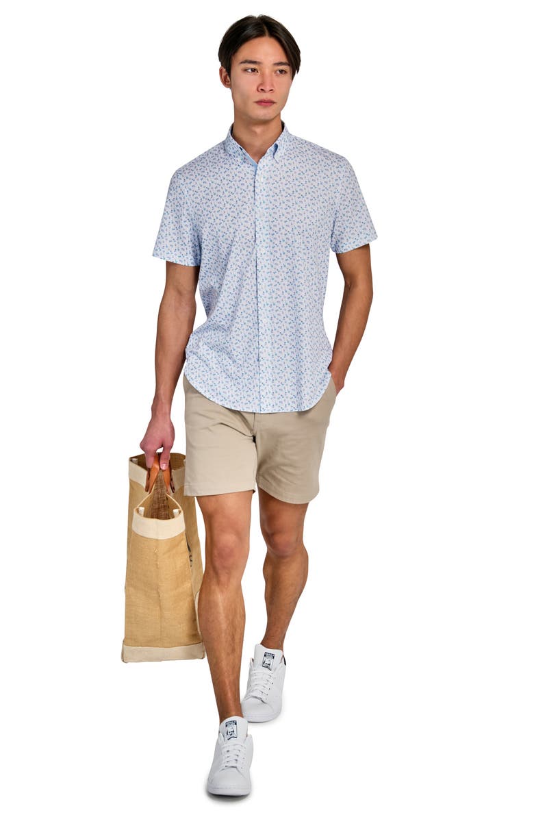 CONSTRUCT Cocktail Print Short Sleeve Button-Up Shirt, Alternate, color, White