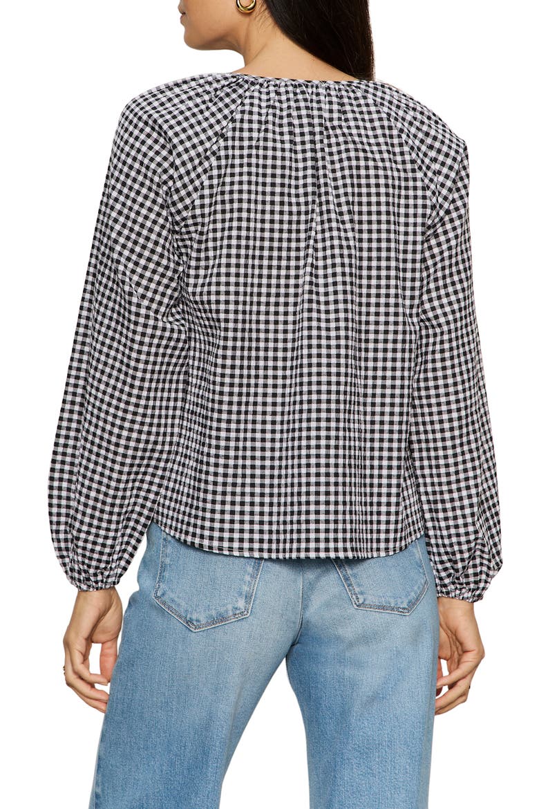 Perfect Gingham Button-Up Top, Alternate, color, BLACK