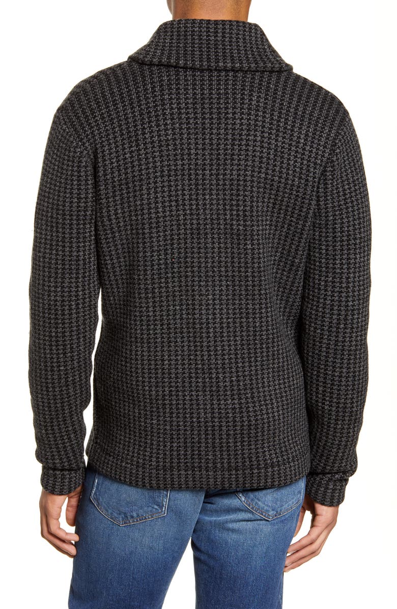 Schott NYC Houndstooth Wool Blend Cardigan Sweater, Alternate, color,