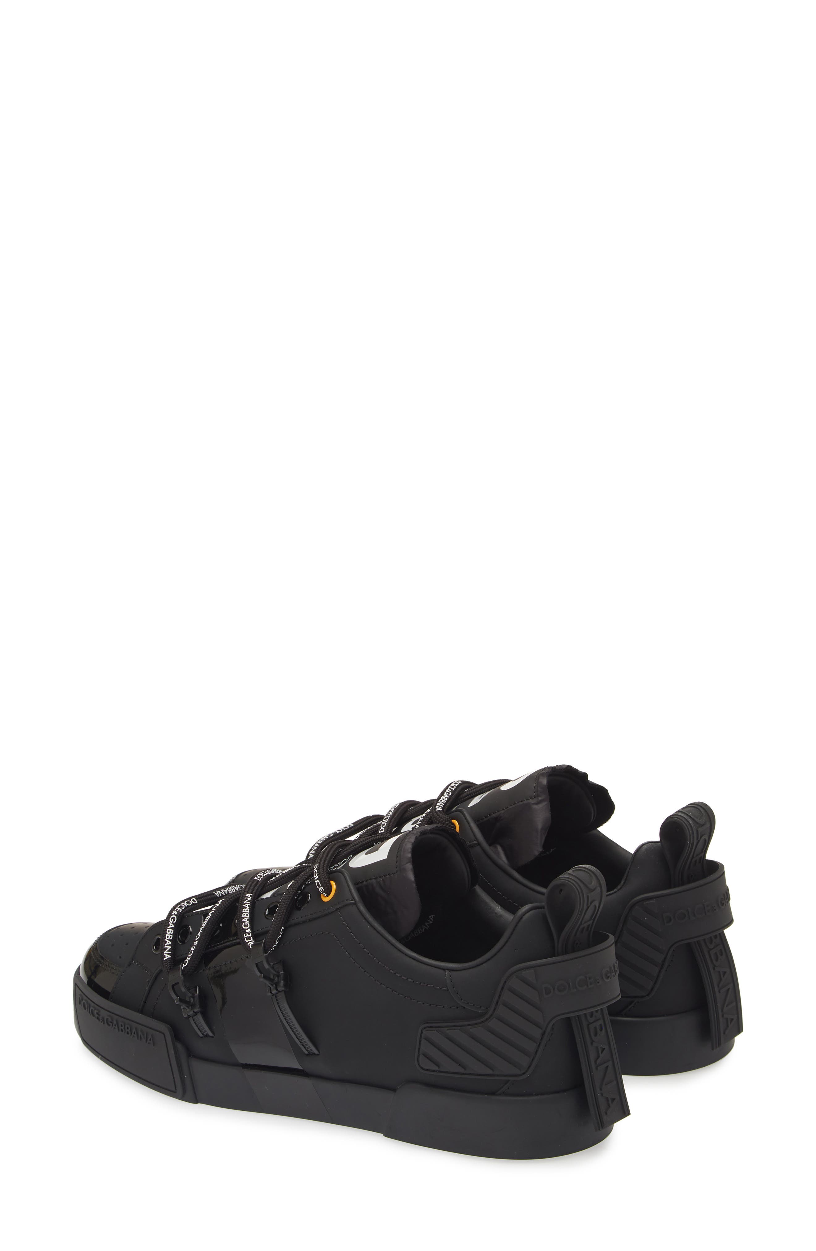 Dolce&Gabbana Portofino Leather Sneaker, Alternate, color, Black