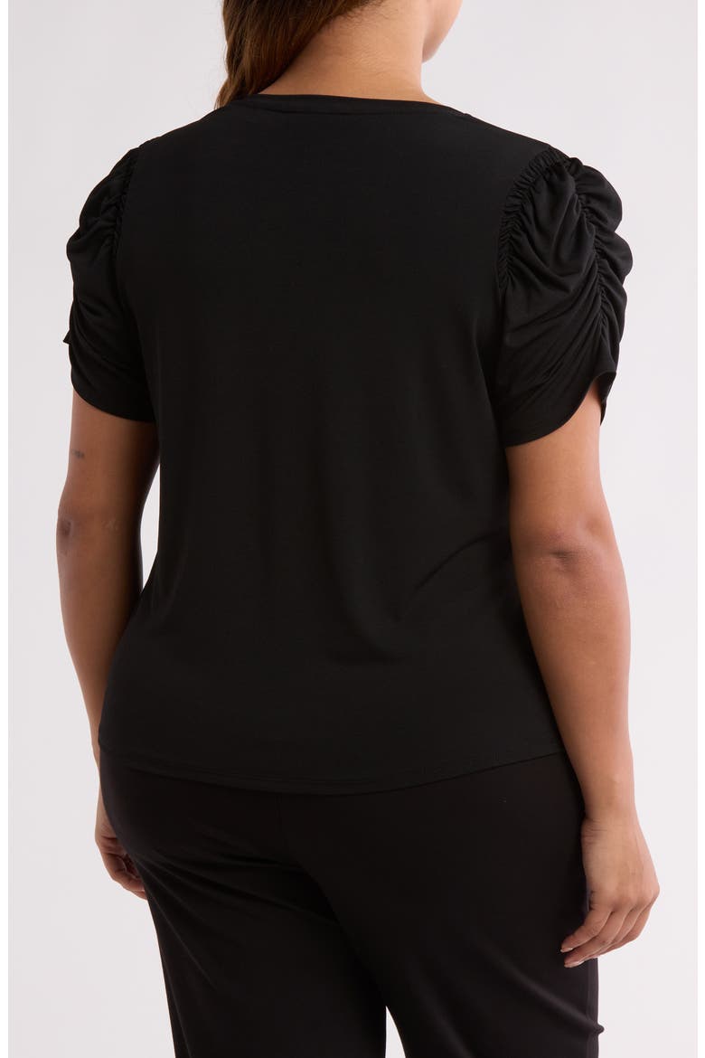 Ruched V-Neck T-Shirt, Alternate, color, BLACK