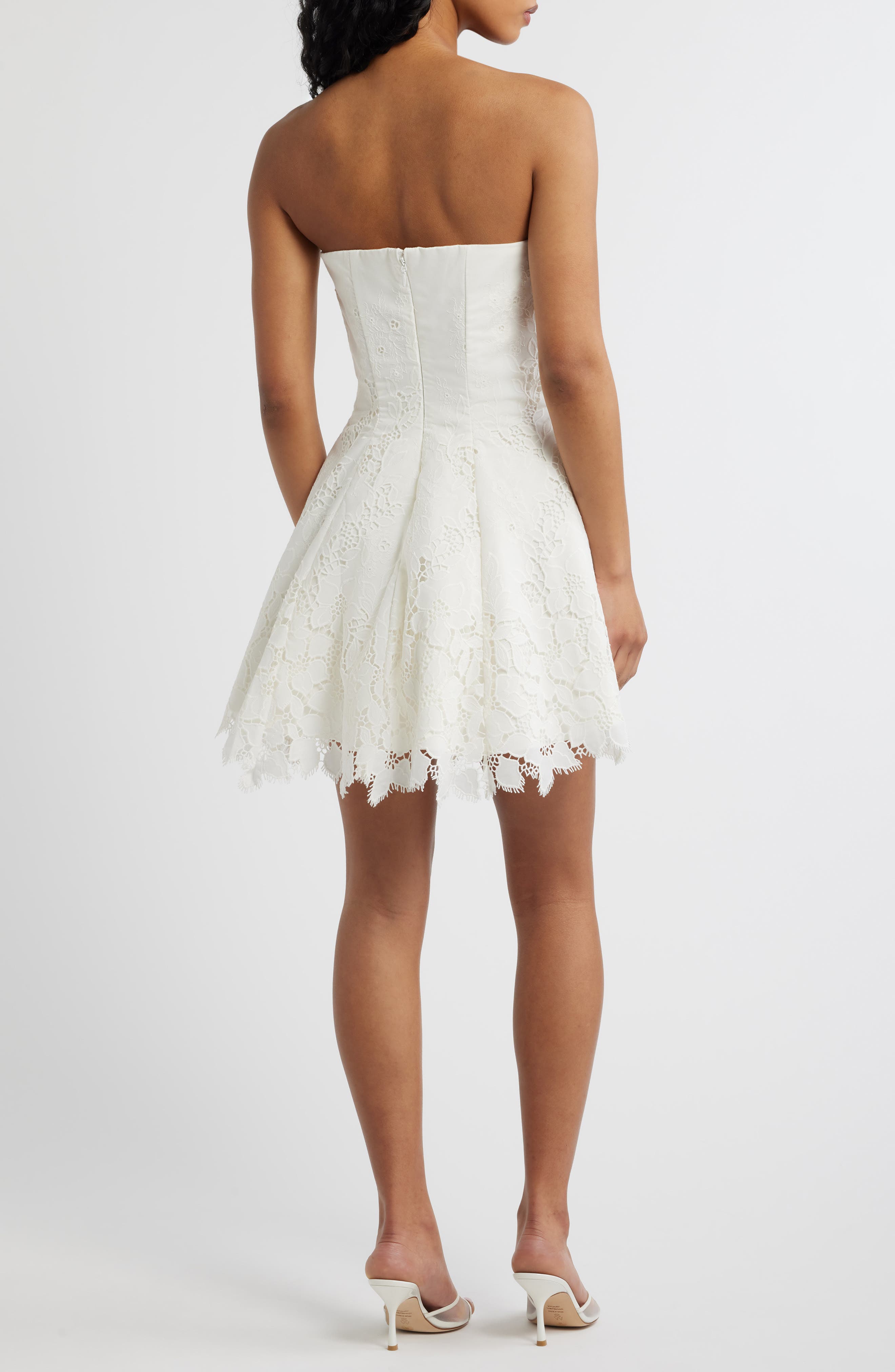 broderie anglaise strapless mini dress Broderie Anglaise Strapless Mini Dress Hot Pink / M