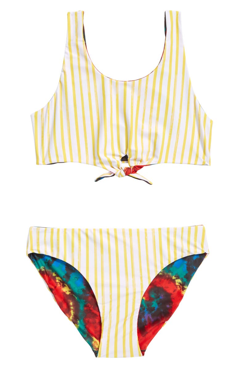 Treasure & Bond Kids' Tie Front Reversible Bikini, Alternate, color,