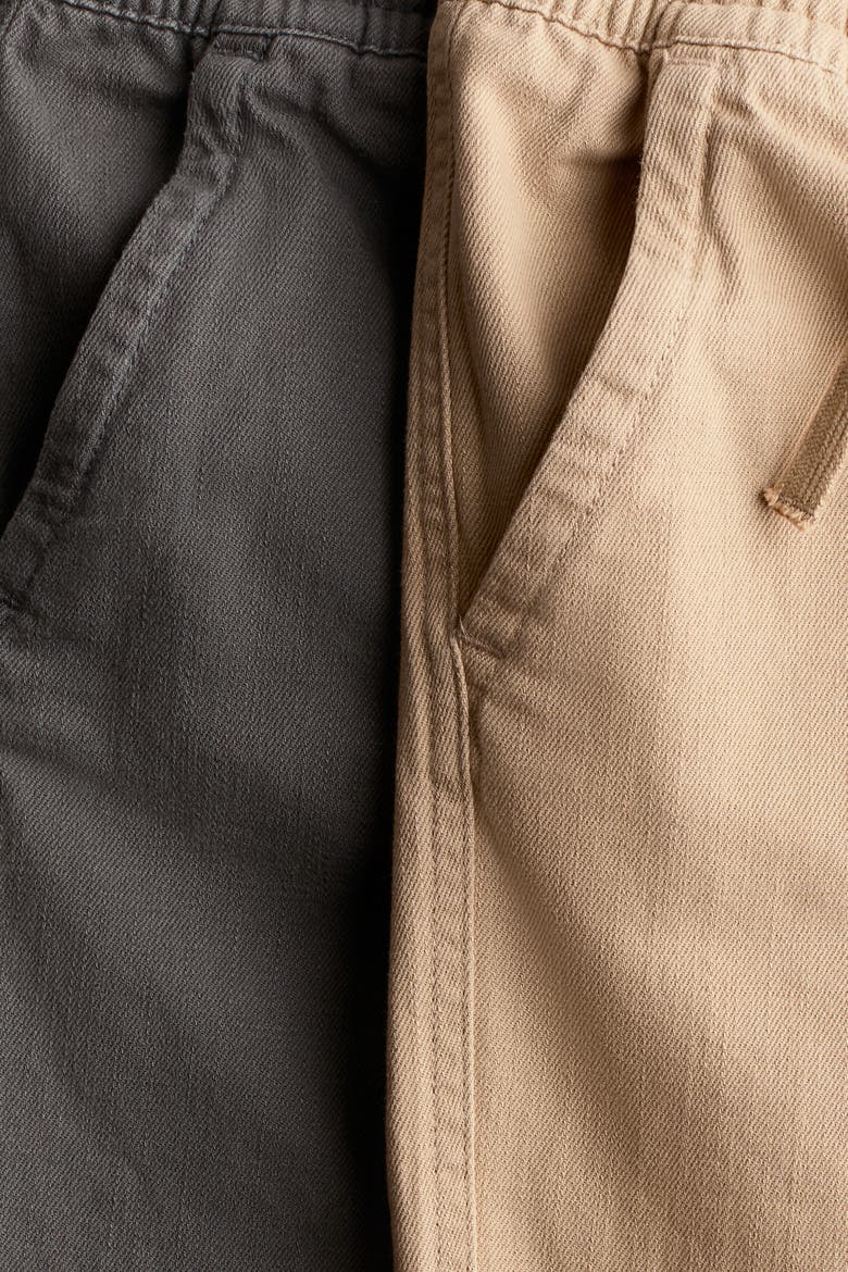 2-pack Cotton Pull-on Trousers, Alternate, color, Beige/dark gray