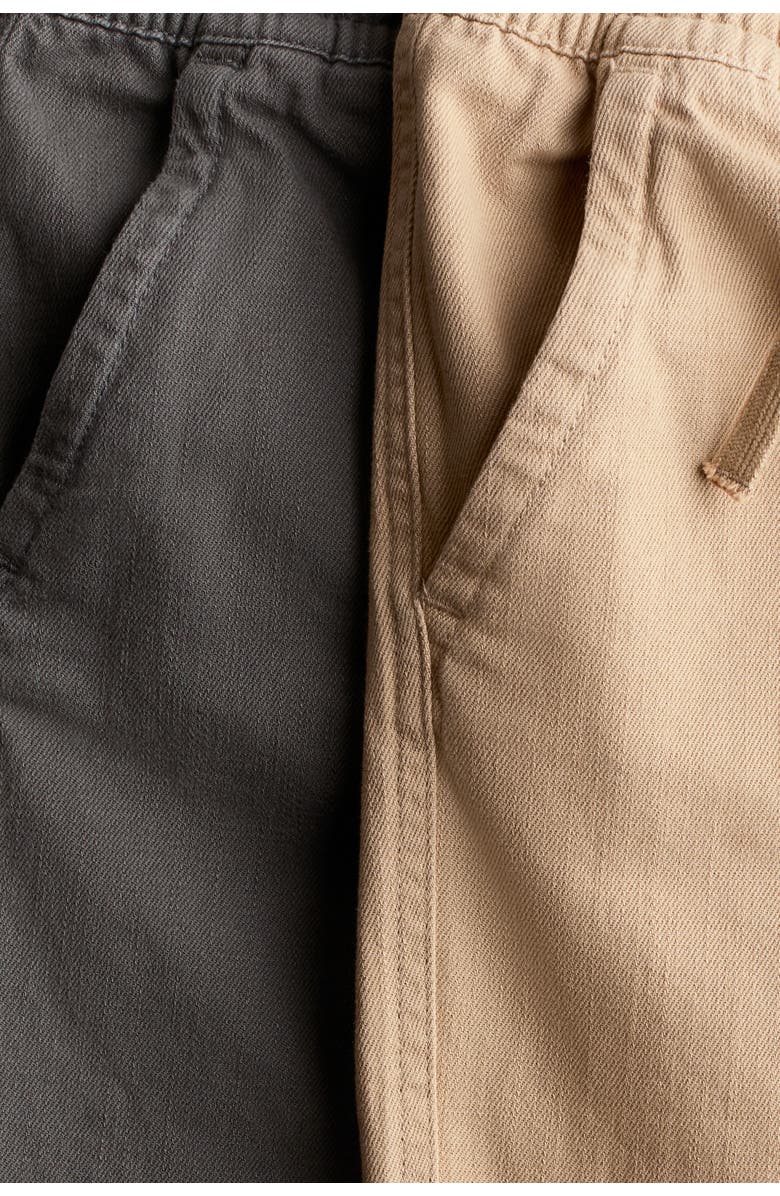 H&M 2-pack Cotton Pull-on Trousers, Alternate, color, Beige/Dark Gray