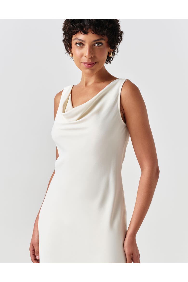 Arya Cowl Neck Satin Midi Dress, Alternate, color, Ivory