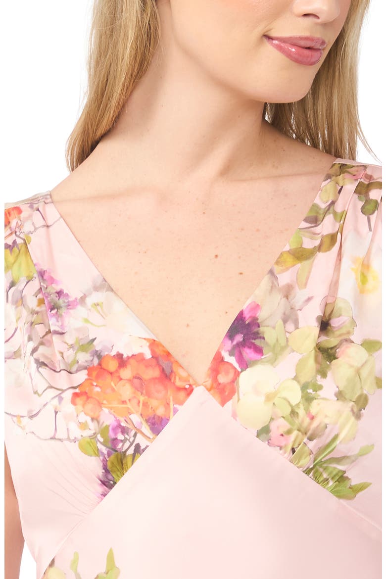 Alina Floral Deep V-Neck Satin Midi Dress, Alternate, color, CLOUD PINK