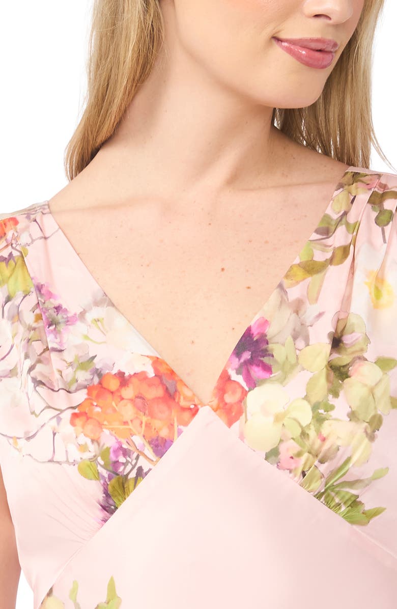 Ted Baker Alina Floral Deep V-Neck Satin Midi Dress, Alternate, color, Cloud Pink