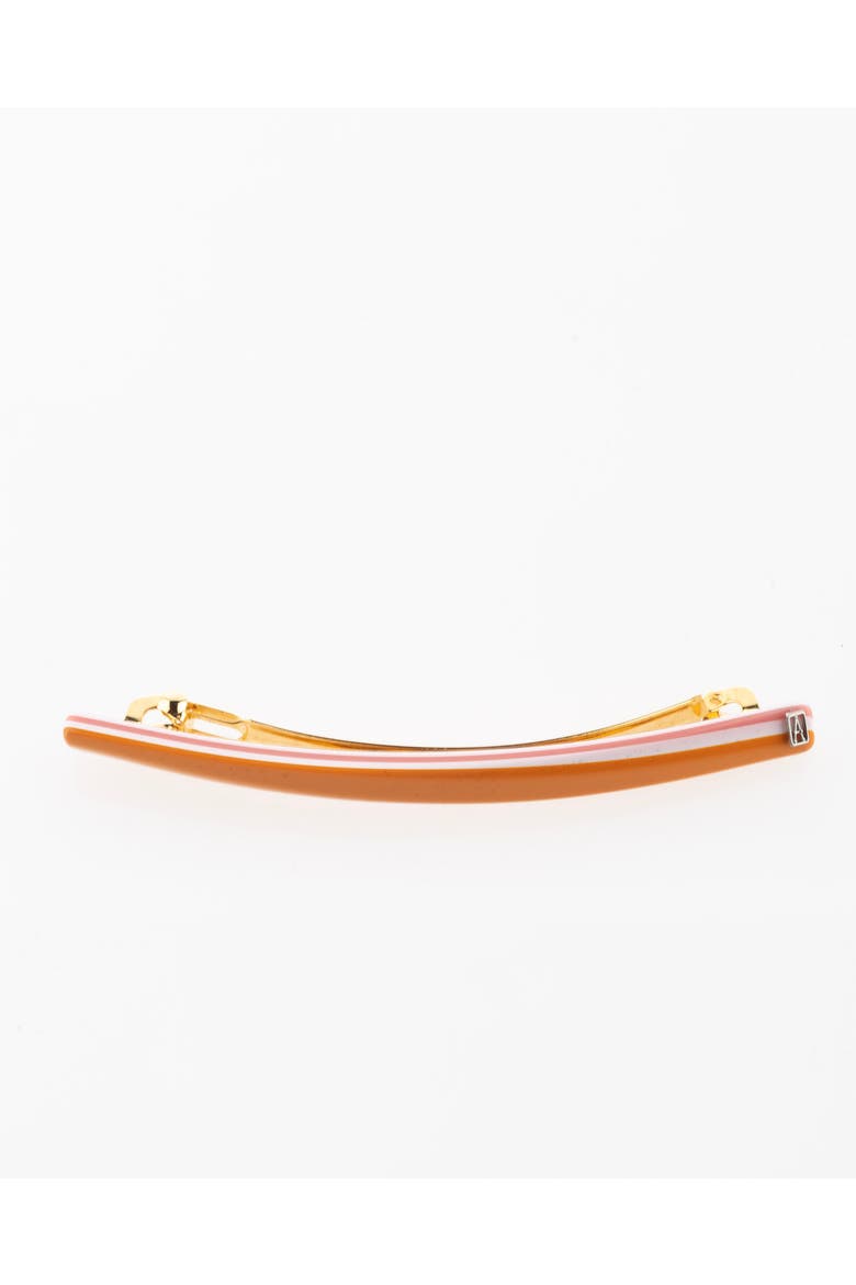 Thin Stripes Acetate Barrette, Alternate, color, Orange