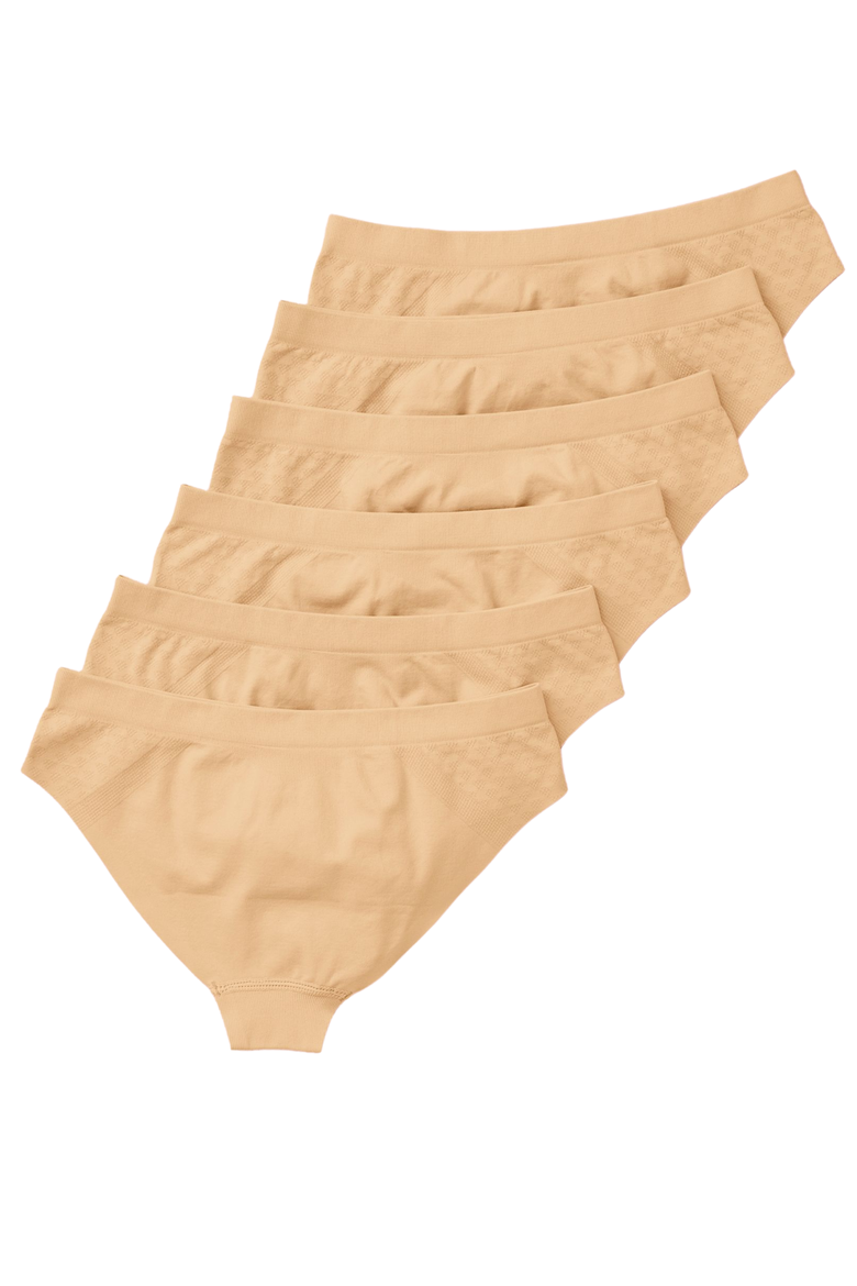 6PK Seamless Bikini Underwear with Bonded Seam, Alternate, color, Fawn