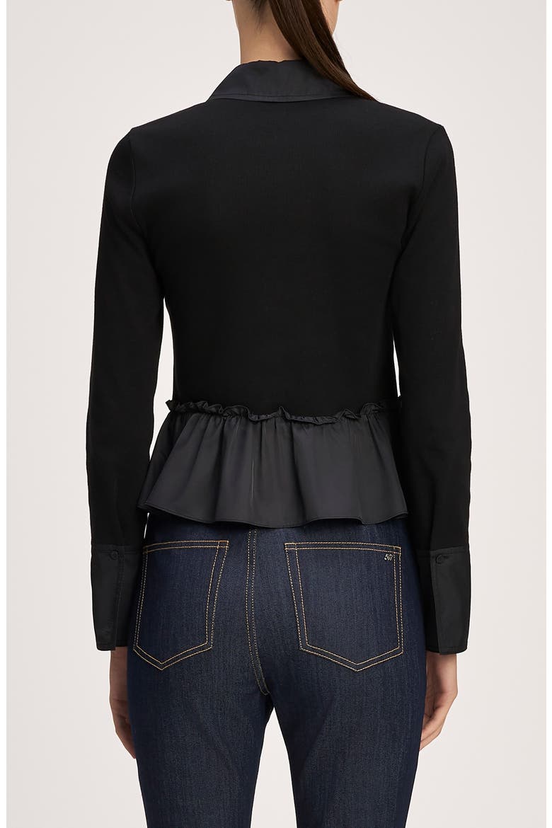Salem Mixed Media Cotton Blend Peplum Top, Alternate, color, BLACK/ BLACK