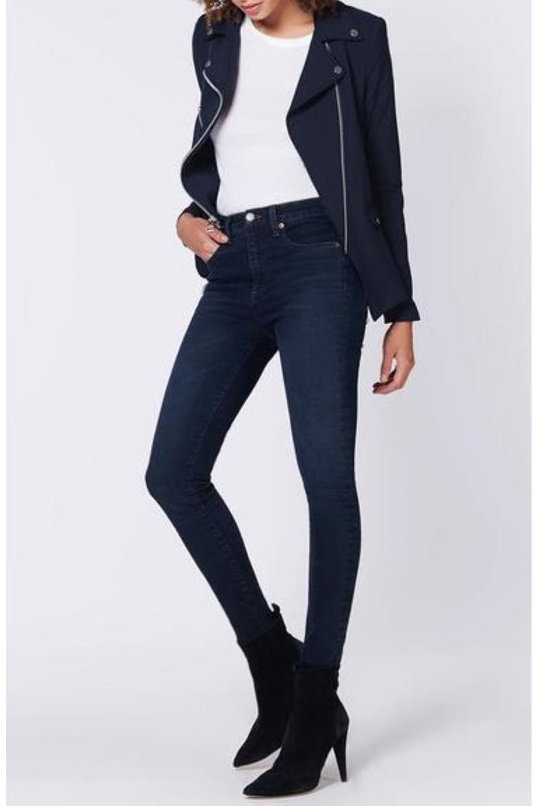 Hadley Neoprene Moto Jacket, Alternate, color, NAVY