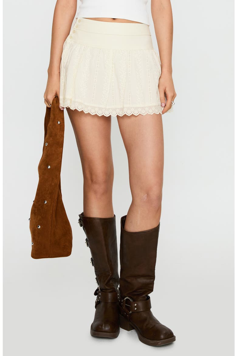 Fairylike Broderie Miniskirt, Main, color, IVORY