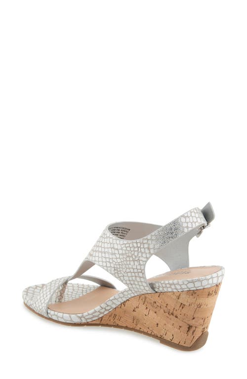 Reaction Kenneth Cole Greatly Platform Wedge Sandal In White/silver Metallic