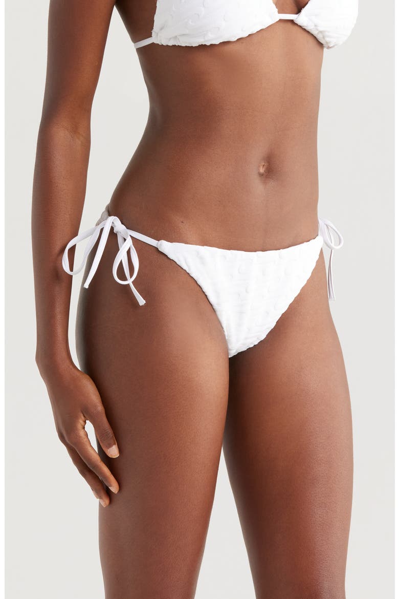 Tie Side Terry Bikini Bottoms, Alternate, color, WHITE