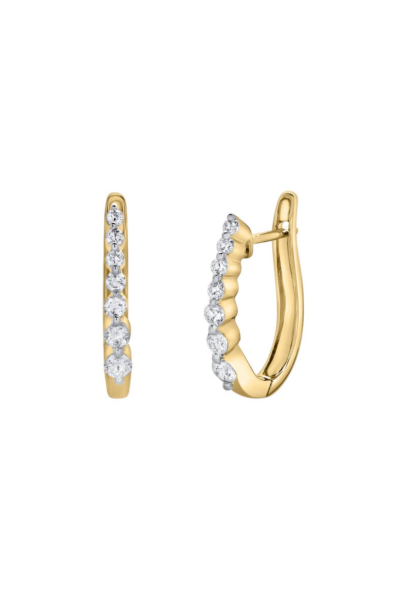Dewdrop Cascading Diamond Huggie Hoop Earrings in 14K Gold, Alternate, color, 14K Yellow Gold