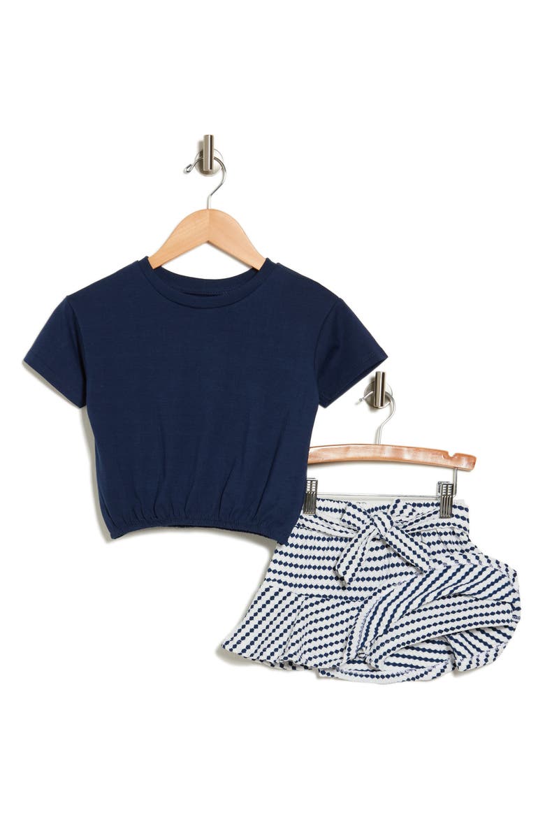 Jessica Simpson Kids' Short Sleeve Top & Print Skirt Set, Alternate, color, 
