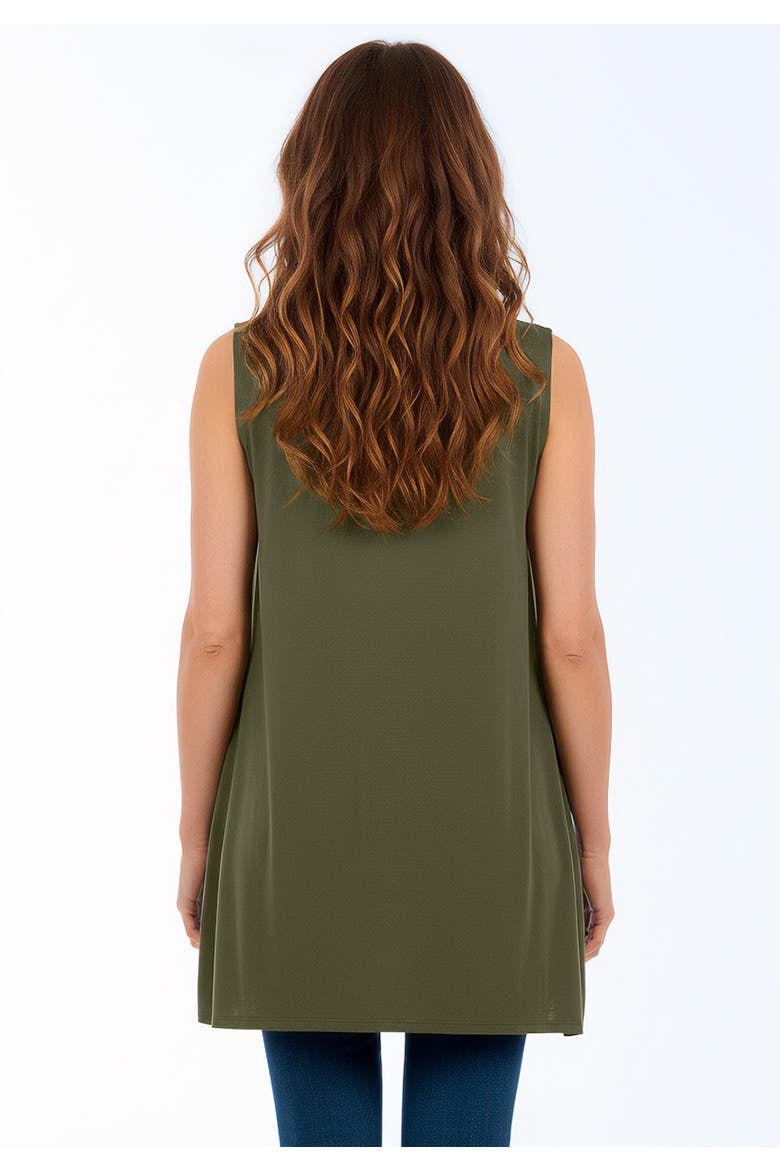 Sleeveless Tulip Overlay Knit Tunic, Alternate, color, DARK OLIVE GREEN