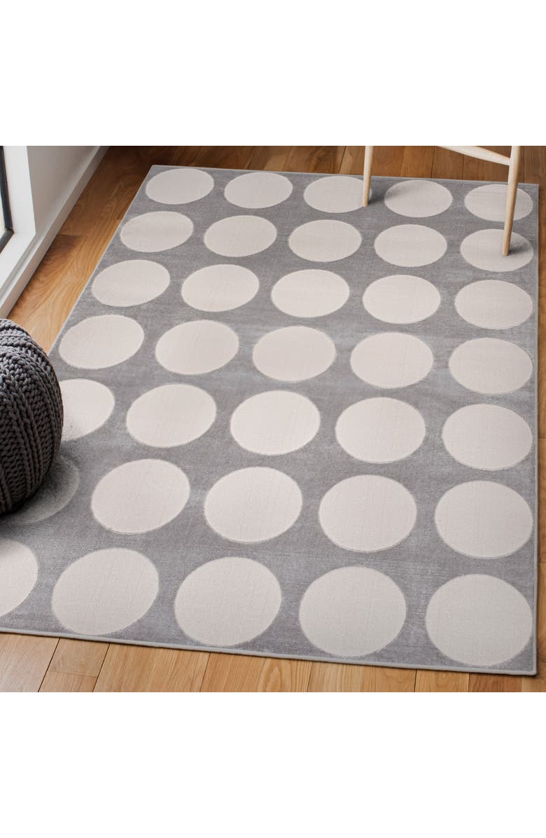 JONATHAN Y Adrian Modern Geometric Circle Dot High-Low Area Rug, Alternate, color, Light Gray/Cream