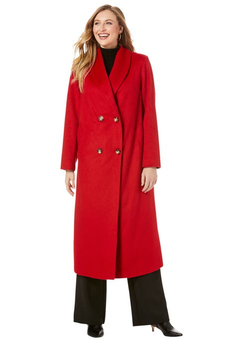 Long Shawl Collar Wool Coat (Plus Available)