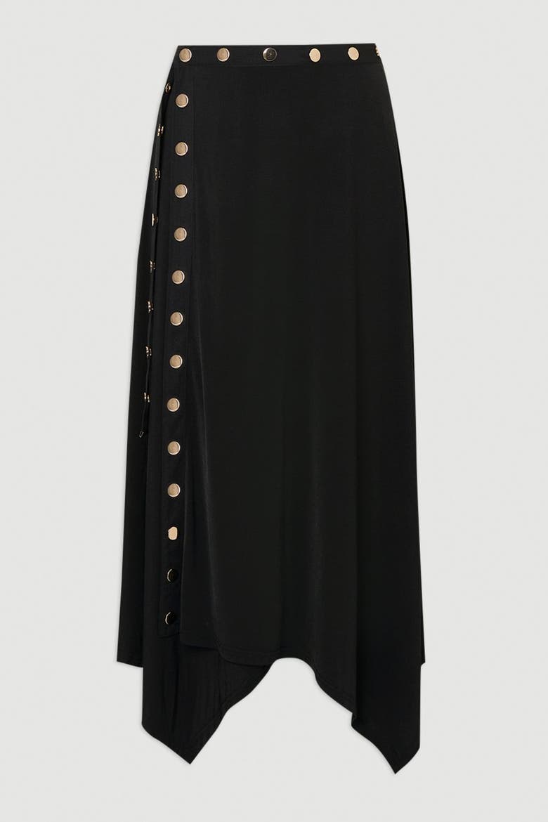 Crepe Hanky Hem Eyelet Maxi Skirt, Alternate, color, Black