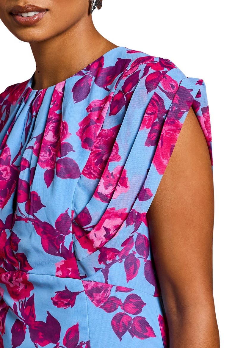 Petite Short Sleeve Chiffon Midi Dress, Alternate, color, Blue