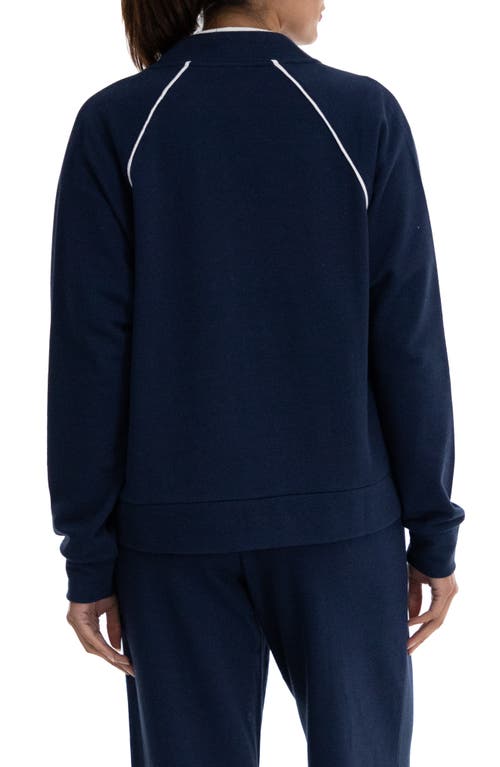 Shop Nanette Lepore Play Piqué Bomber Jacket In Black Iris/bright White