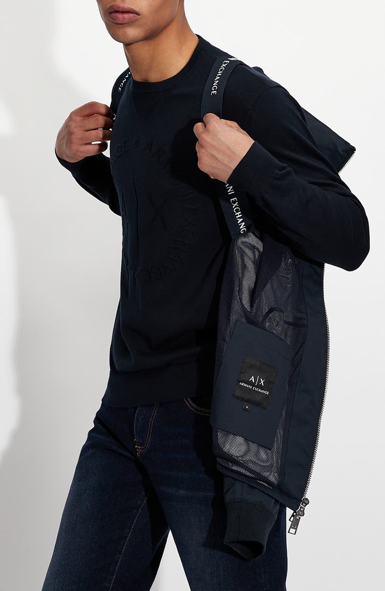 Armani Exchange Classic Yacht Cotton Blend Jacket with Hidden Hood, Alternate, color, 