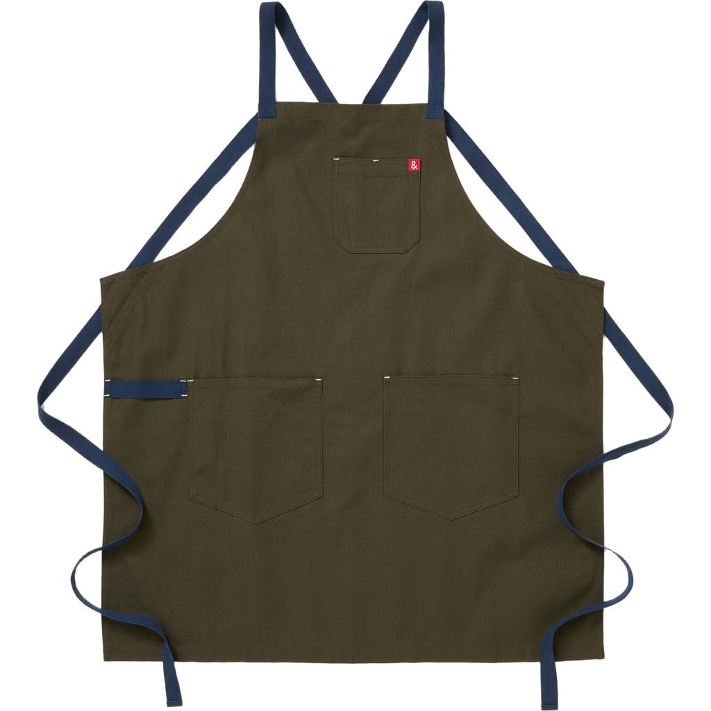 Hedley & Bennett The All Day Crossback Apron - Olive Green Navy Straps  product