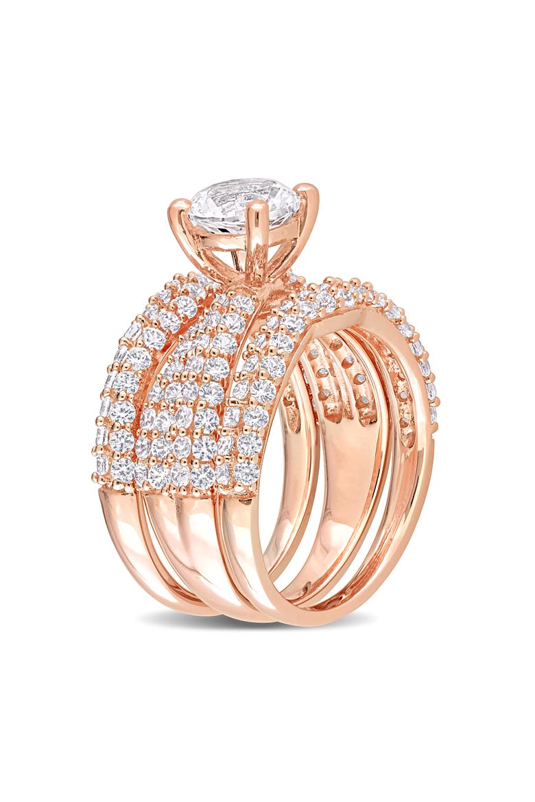 Set of 3 Lab Grown White Sapphire Rings, Alternate, color, WHITE/ ROSE GOLD