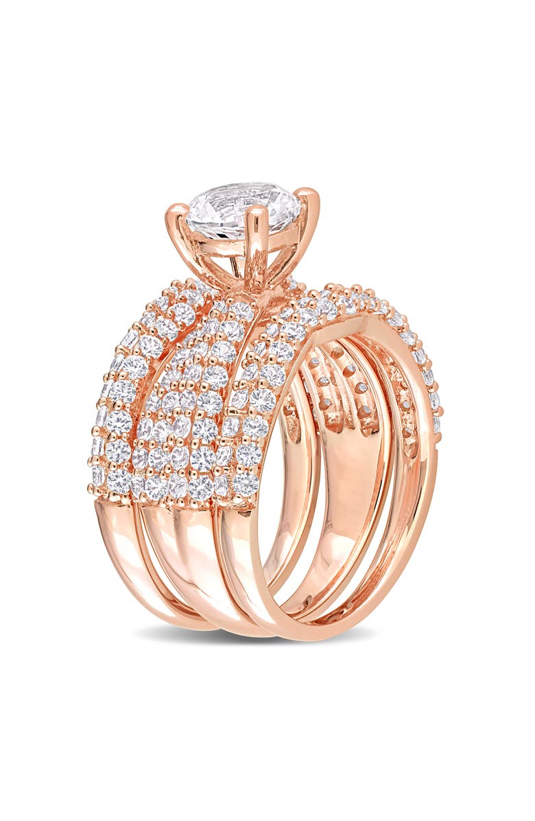 DELMAR Set of 3 Lab Grown White Sapphire Rings, Alternate, color, White/ Rose Gold