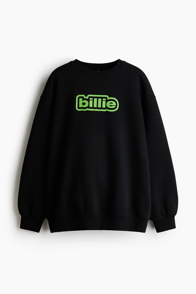 Oversized Print-motif Sweatshirt, Alternate, color, Black/Billie Eilish