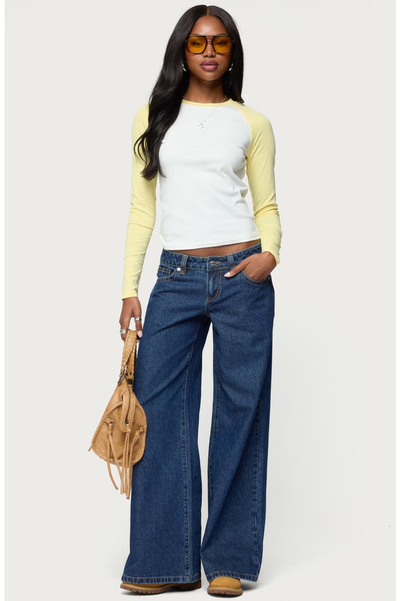 Tommi Raglan Sleeve T-Shirt, Alternate, color, WHITE-AND-YELLOW