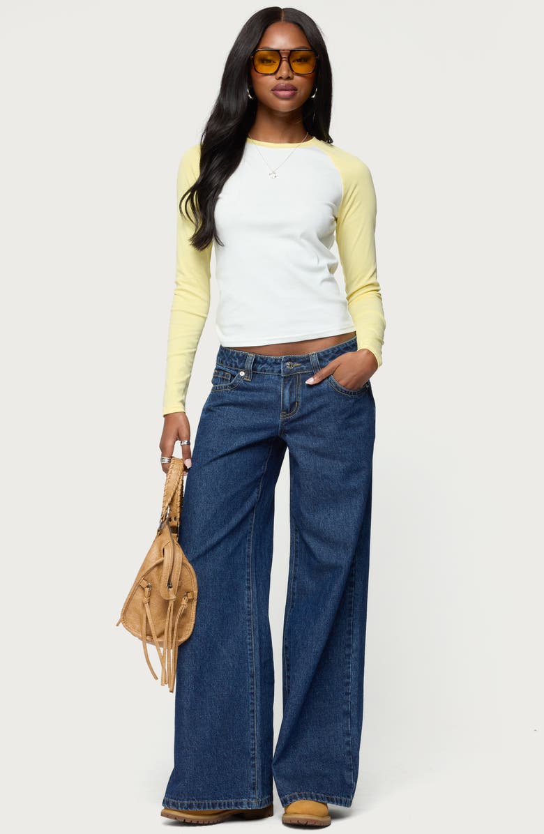 EDIKTED Tommi Raglan Sleeve T-Shirt, Alternate, color, White-And-Yellow