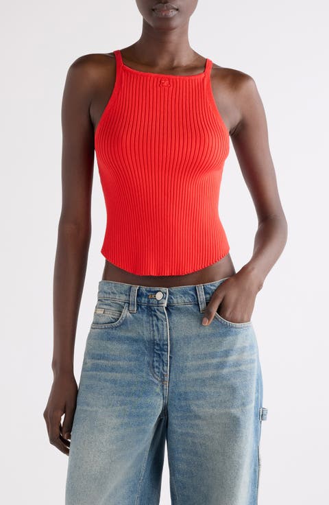 トップス courrege COTTON TANK TOP Courrèges Cotton ribbed-knit tank top Courreges