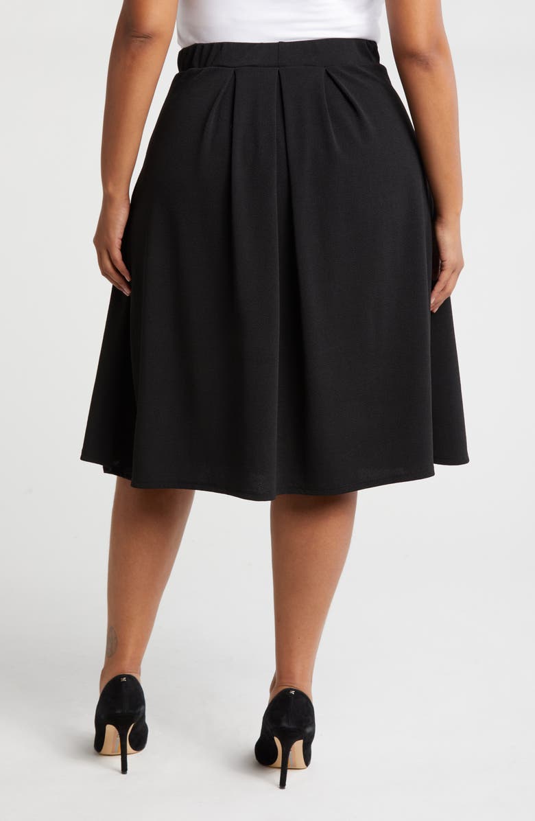 24seven Comfort Apparel Pleated Elastic Waist Skirt, Alternate, color, Black