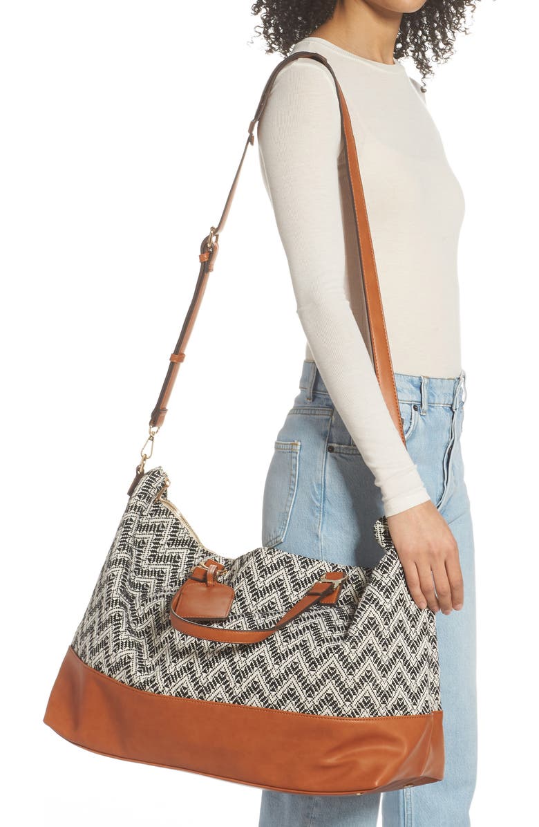 Sole Society Ashla Weekend Tote, Alternate, color, Cognac Combo