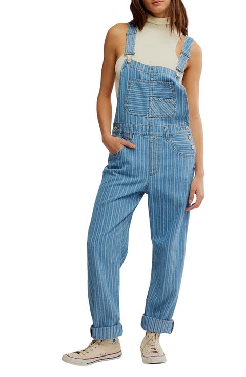 Ziggy Stripe Denim Overalls (Beachcomber)