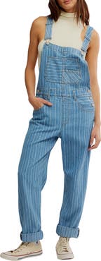 Free People Ziggy Stripe Denim Overalls