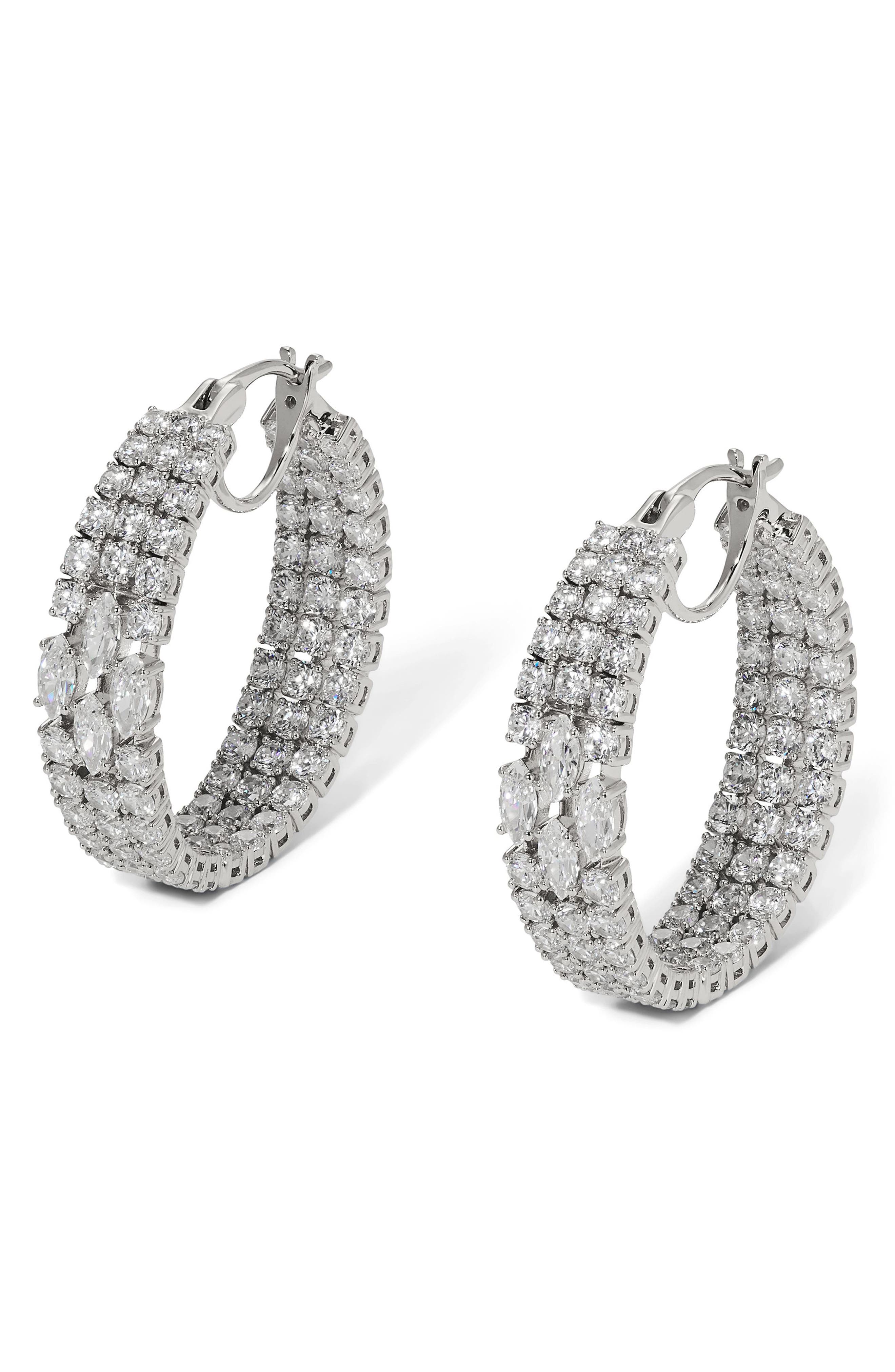 Nadri Layered Cubic Zirconia Hoop Earrings