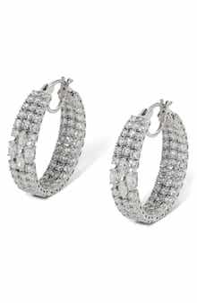 Nadri Layered Cubic Zirconia Hoop Earrings