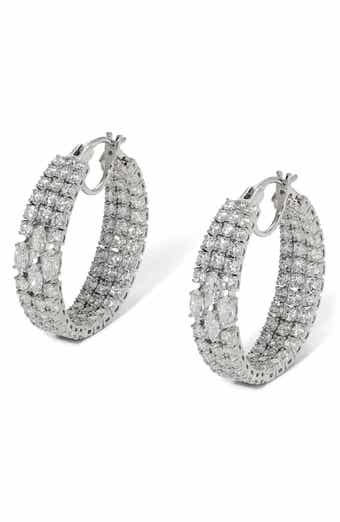 Nadri Layered Cubic Zirconia Hoop Earrings