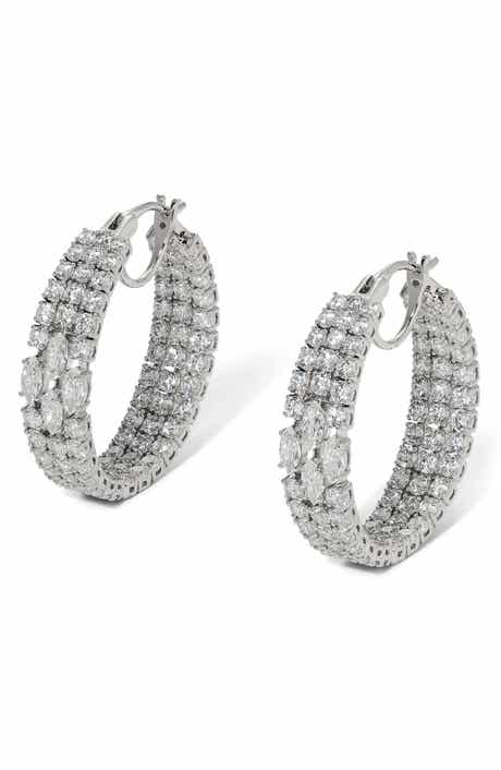 Nadri Layered Cubic Zirconia Hoop Earrings