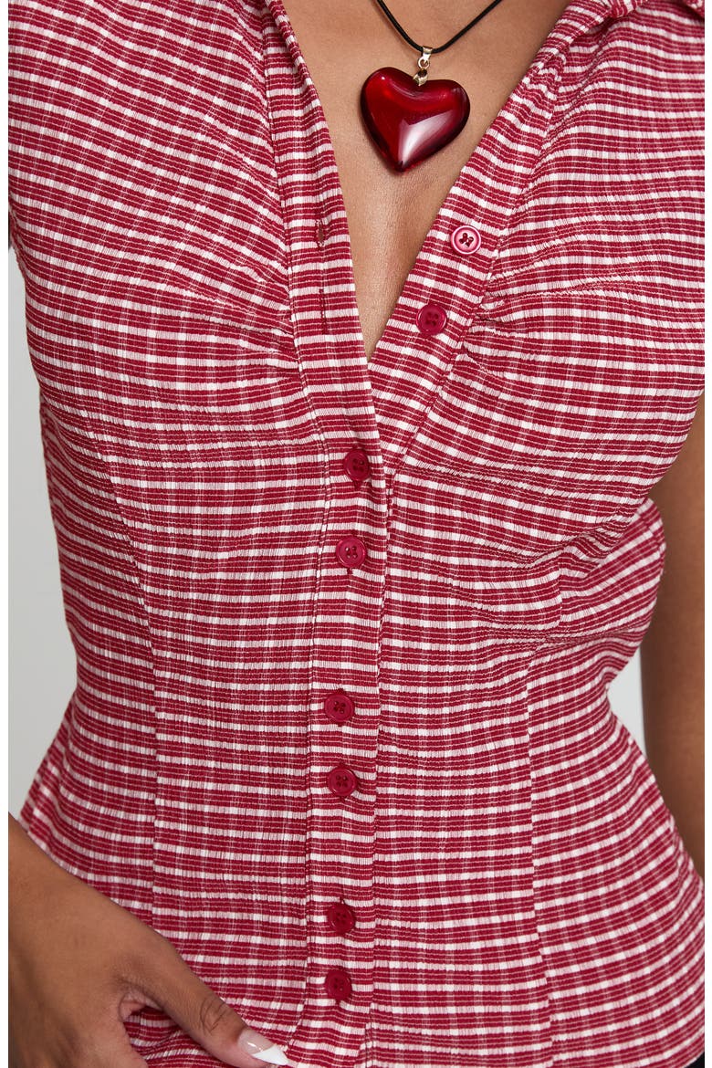 Arianwyn Gingham Button-Up Shirt, Alternate, color, RED CHECK