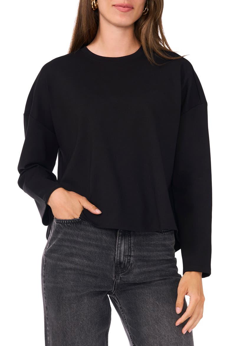 Drop Shoulder Sweatshirt, Main, color, RICH BLACK