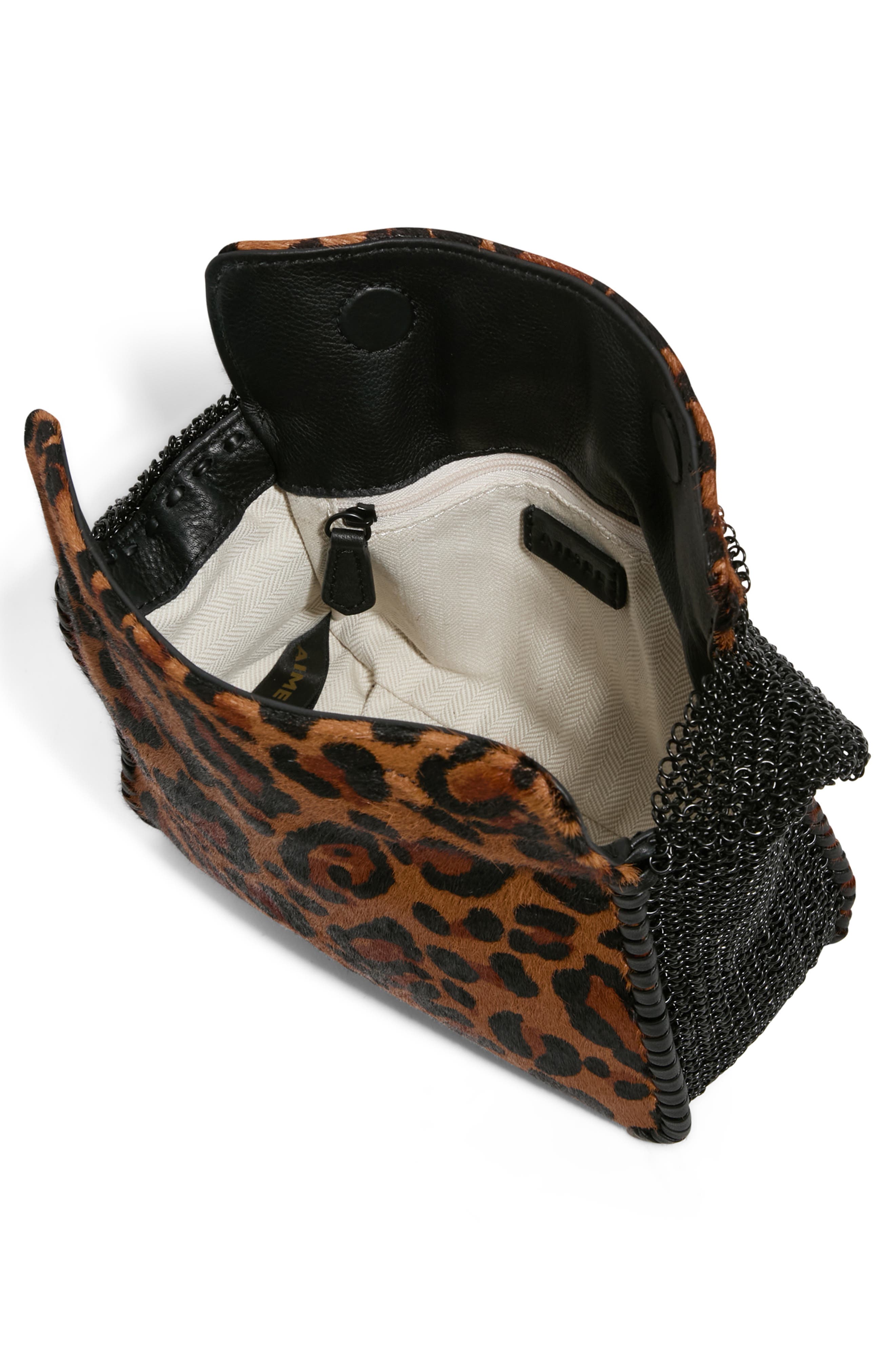 Chain Mail Handle Handbag, Alternate, color, WILDCAT HAIRCALF