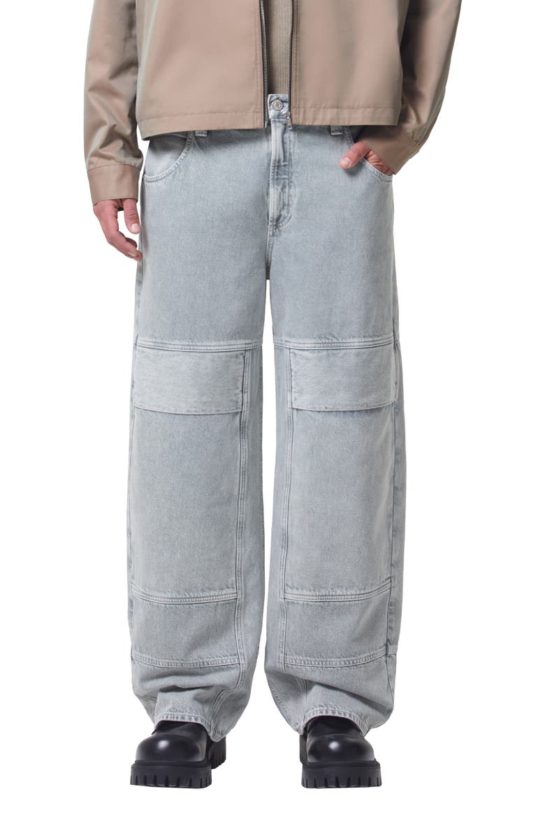 Emery Wide Leg Organic Cotton Utility Jeans, Main, color, CONCRETE