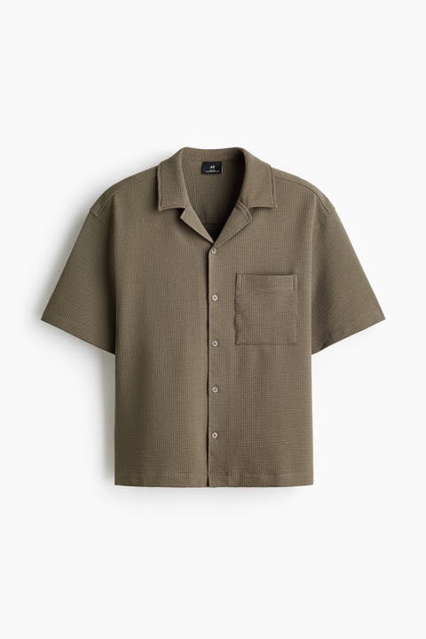 Relaxed Fit Waffled Resort Shirt