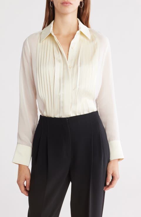 Vinka Pleated Button-Up Shirt